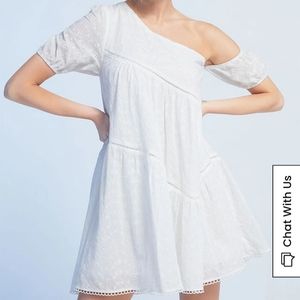 PacSun - White Asymmetrical Eyelet Mini Dress
